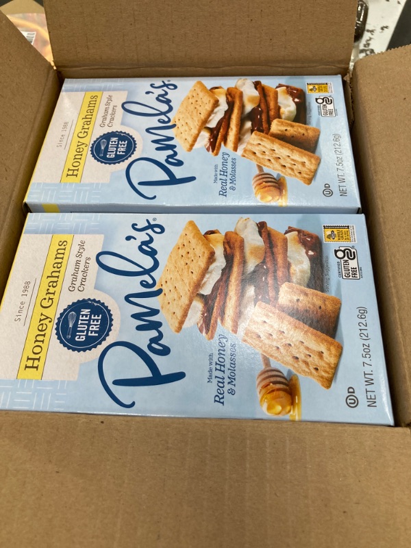 Photo 2 of **Expired 08/18/2024** Pamela's Gluten Free Graham Crackers, Honey, Pie Crust, S'mores & Snacks, 7.5 Ounce (Pack of 6)