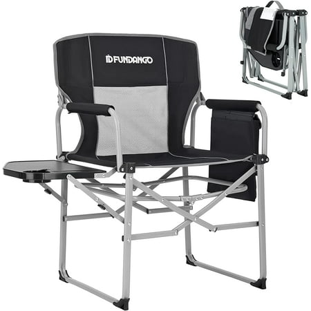 Photo 1 of Fundango Camping Chairs Heavy Duty Director Chair Folding Outdoor Chairs for Adults Black/Grey
