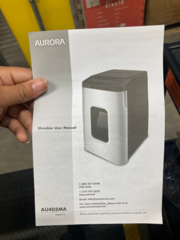 Photo 3 of ***PARTS ONLY***Aurora Commercial Grade 400-Sheet Auto Feed High-Security Micro-Cut Paper Shredder/ 240 Minutes/Security Level P-5