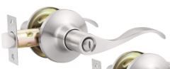 Photo 1 of GOBEKOR 2 Pack Brushed Nickel Door Handle Interior Door Levers Privacy for Bedroom Bathroom Door Lock Keyless Wave Lever Door Handles