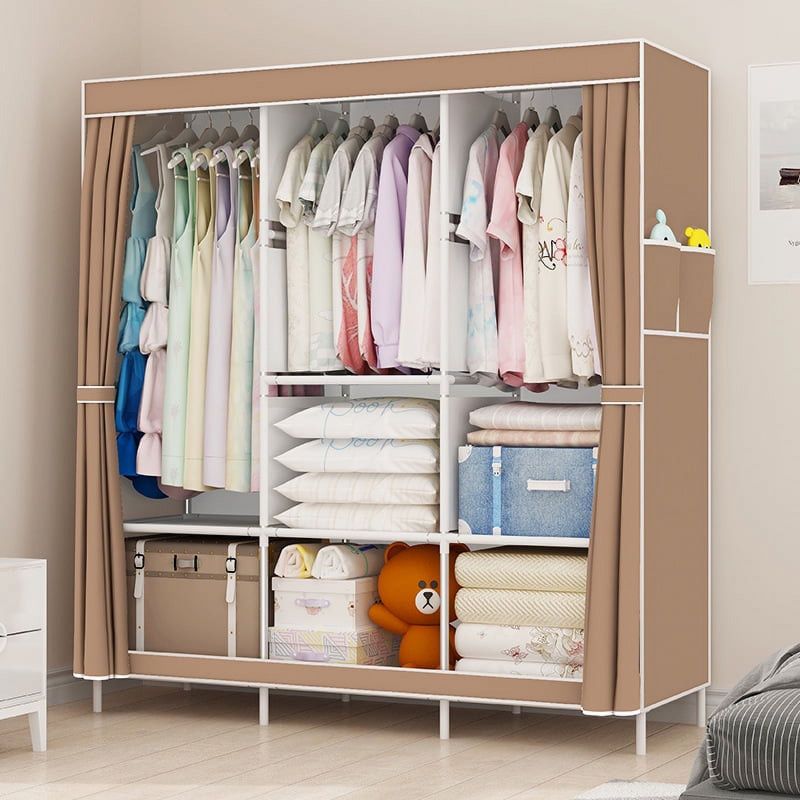 Photo 1 of Clothes Organizer with 3 Hanging Rod Portable Closet with 7 Shelves& Cover Closet Organizer Clothes Rack Standing Closet Clothes Storage Wardrobe Garment Cabinet 50x17x67inch
