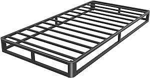 Photo 1 of 6 Inch Twin Bed Frame with Round Corner Edges, Low Profile Twin Metal Platform Bed Frame with Steel Slat Support, No Box Spring Needed/Easy Assembly/Noise Free Mattress Foundation