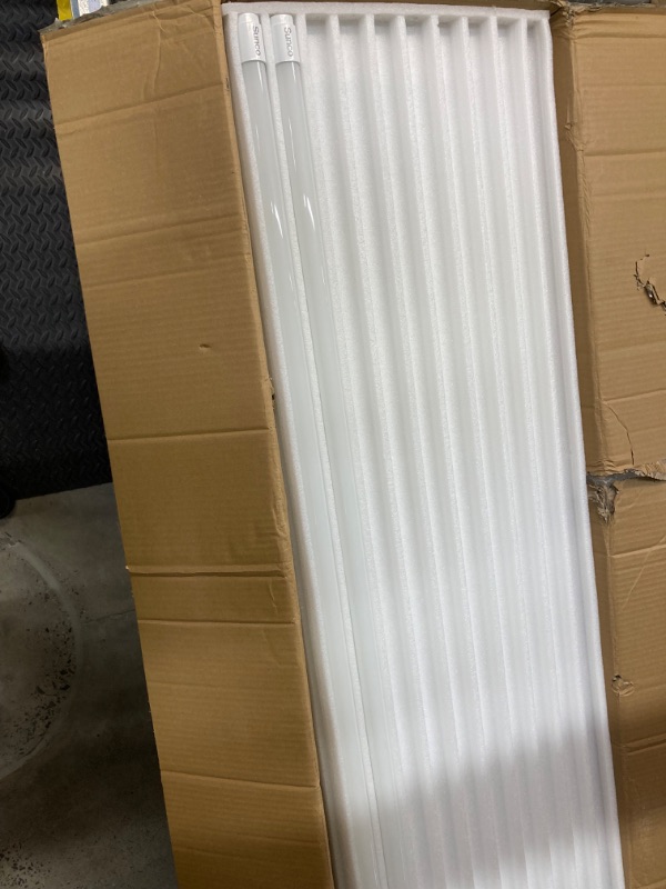 Photo 1 of Sunco Lighting 50 Pack 4FT T8 LED Tube, 18W=40W, Fluorescent, Frosted Cover, 5000K Daylight, Single Ended Power (SEP), Ballast Bypass, Commercial Grade - UL Listed, DLC   