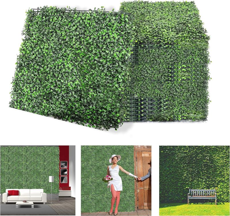 Photo 1 of 12PCS 20"x20" Boxwood Hedge Wall Panels, Artificial Grass Backdrop Wall Décor, UV Protected Suitable for Outdoor, Indoor, Garden, Fence, Backyard