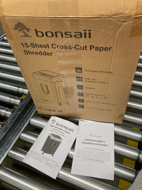 Photo 3 of Bonsaii 14-Sheet Office Paper Shredder, 40-Minute Home Office Heavy Duty Shredder, Cross Cut Shredder for Home Use, CDs, Mails, Staple, Clip, with 4 Casters (C169-B) 4 0 Minute - 14 Sheet