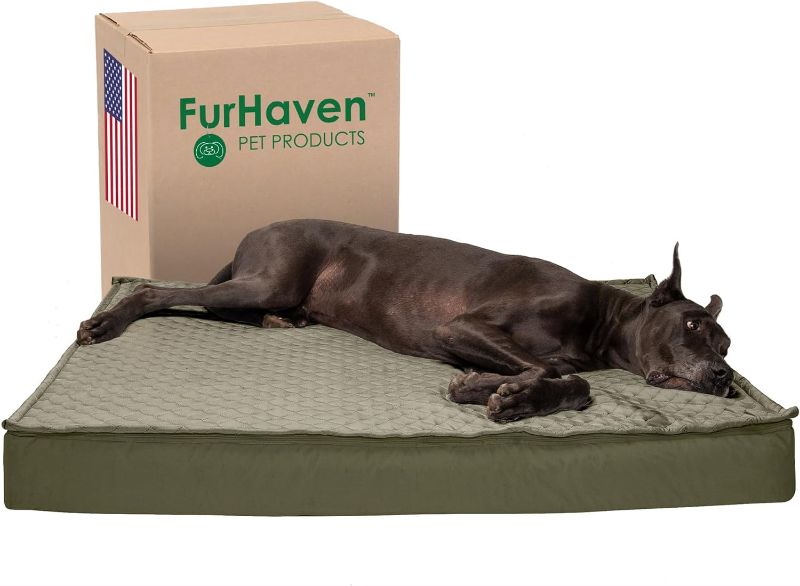 Photo 1 of Furhaven Water-Resistant Cooling Gel Dog Bed for Large Dogs w/ Removable Quilt Top & Washable Cover, For Dogs Up to 125 lbs - Indoor/Outdoor Quilt Top Convertible Mattress - Dark Sage, Jumbo Plus/XXL