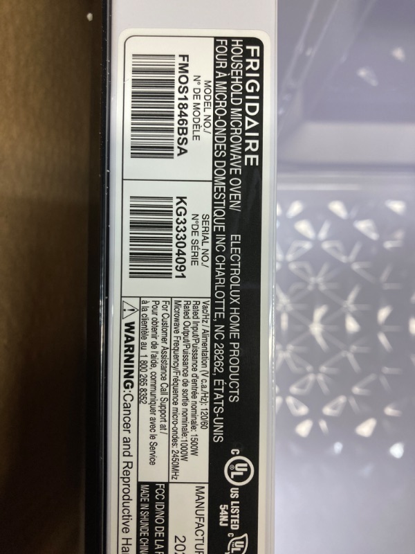 Photo 6 of 1.8 Cu. Ft. Over-The-Range Microwave in Stainless Steel
THIS ITEM IS BRAND NEW FACTORY SEALED, OPENED BY PROCESSOR TO TAKE PHOTOS.