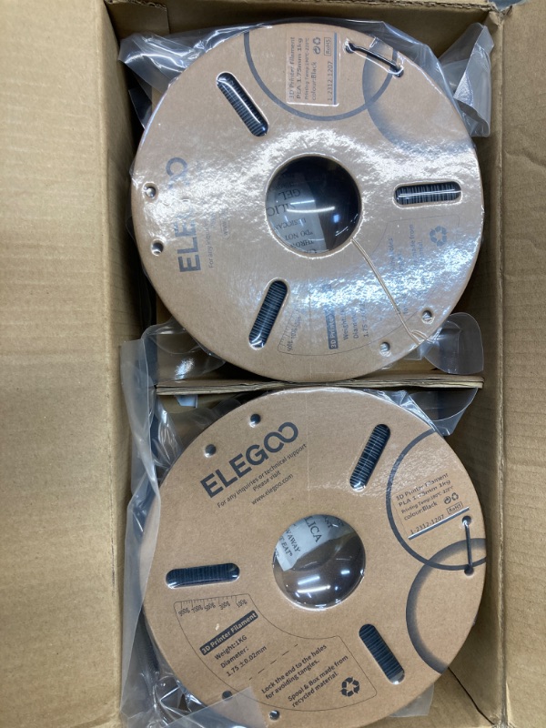 Photo 2 of ELEGOO PLA Filament 1.75mm Black 4KG, 3D Printer Filament Dimensional Accuracy +/- 0.02mm, 4 Pack 1kg Cardboard Spool(2.2lbs) 3D Printing Filament Fits for Most FDM 3D Printers 4*1kg Black