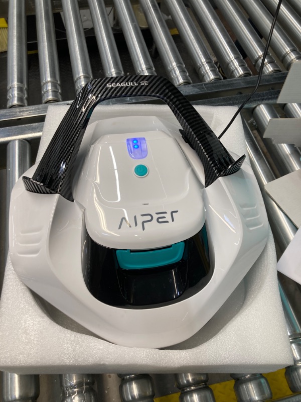 Photo 9 of AIPER Seagull SE Cordless Robotic Pool Cleaner, Pool Vacuum Lasts 90 Mins, LED Indicator, Self-Parking, Ideal for Above/In-Ground Pools up to 33 Feet - White (Renewed)