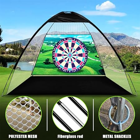 Photo 2 of 10x7ft Practice Golf Net Set - Featuring Durable Hitting Net, Felt Batting Nets, 5 Solid Golf Balls, 8 Felt Balls, 8 Ball Tee, and Hitting Mat - Perfect for Home Golf Swing Training, Backyard Driving.