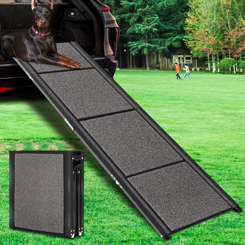 Photo 1 of 71”L*20”W Extra Wide & Long Dog Car Ramp,Folding Dog Ramp with Anti-Slip Surface, Pet Stairs Ramp for Dogs to Get Into a SUV,Truck & Car, Extra Long Dog Truck Ramp for Large Dogs Up to 285LBS