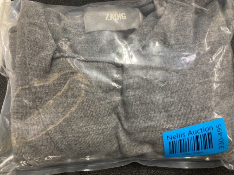 Photo 2 of ZADIG wool long sleeve ,raised print skull punk, Grey
