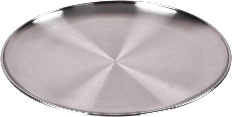 Photo 2 of  Restaurantware RWT 1099S-  Metal Serving Tray - Round Silver Serving Tray - Circular Metal Platter - Cocktail Serving Bar Tray 