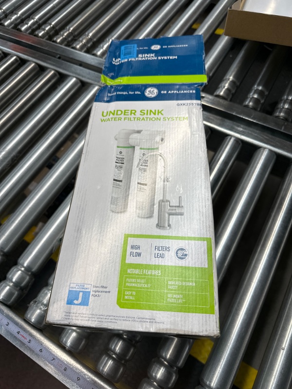 Photo 1 of GE Dual Stage Under Sink Water Filtration System with Faucet | Reduces Lead, Chlorine & More | Easy Install | Twist & Lock Design | Replace Filters (FQK2J) Every 6 Months | GXK255TBN
