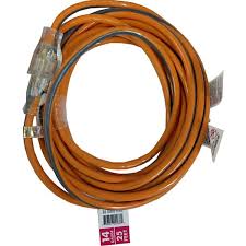 Photo 1 of 25 ft. 14/3 Heavy-Duty Contractor-Grade Indoor/Outdoor Extension Cord, Orange and Gray
