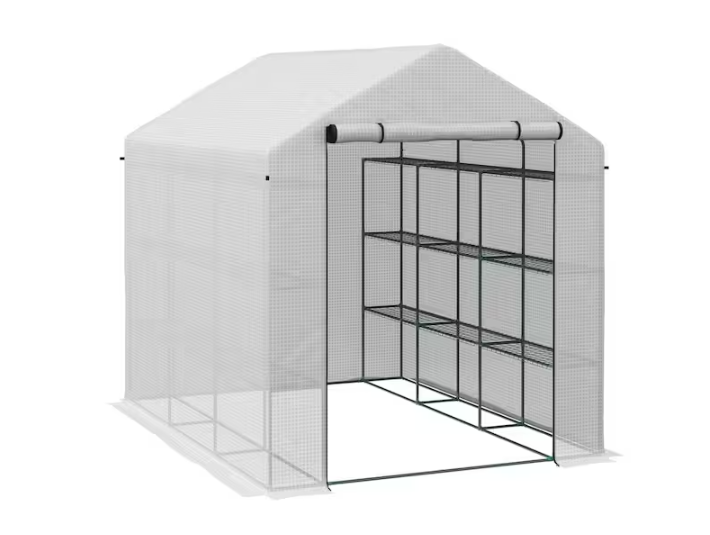 Photo 1 of 95.25 in. x 70.75 in. x 82.75 in. Steel, PE White Lean to Greenhouse
