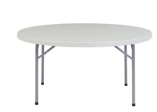 Photo 1 of 60 in. Grey Plastic Round Folding Banquet Table
