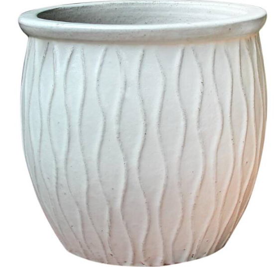 Photo 1 of 16 in. W x 16 in. H 4.5 qt. White Ceramic Corrientes Fishbowl Planter

