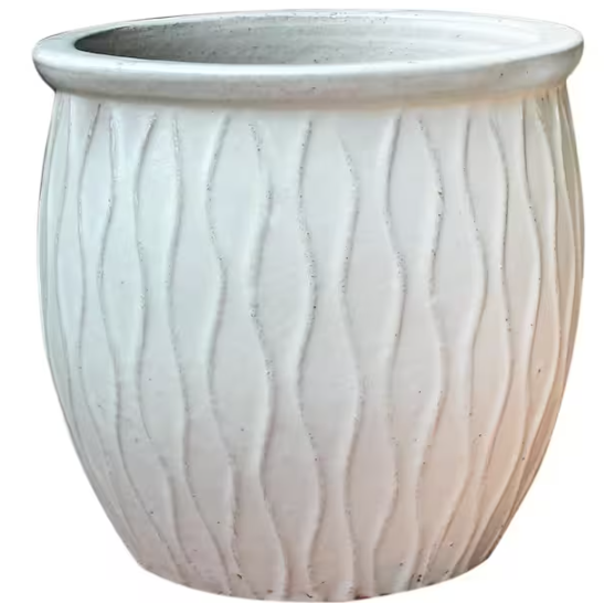 Photo 1 of 9.1 in. W x 9.4 in. H 1 qt. White Ceramic Corrientes Fishbowl Planter
