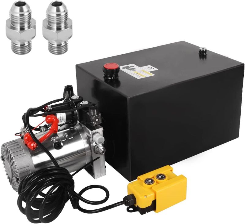 Photo 1 of 20 Quart Hydraulic Pump 3200 PSI Hydraulic Power Unit Double Acting Metal Reservoir Dump Trailer Pump 12V DC Hydraulic Power Pump with Control Remote for Lifting Platforms Car Lifting**not exact picture**
