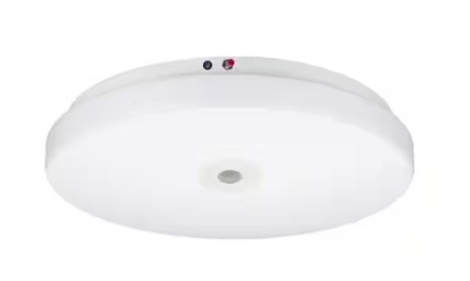 Photo 1 of 15 in. White Selectable LED Flush Mount with Motion Sensor and EM Backup
