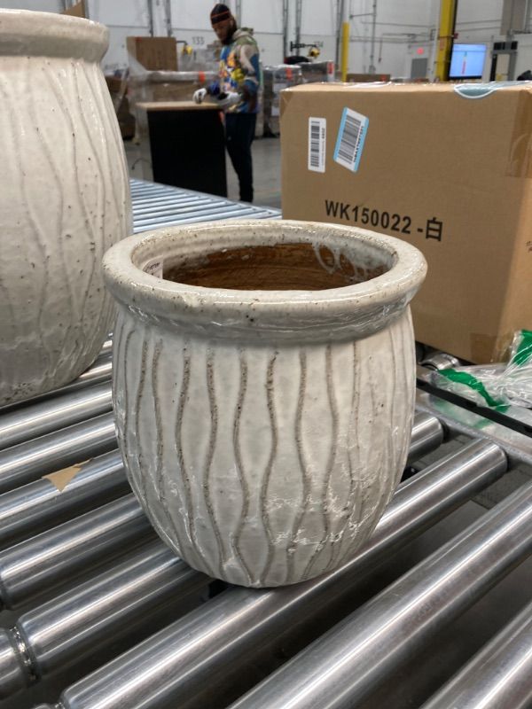 Photo 1 of 9.1 in. W x 9.4 in. H 1 qt. White Ceramic Corrientes Fishbowl Planter
