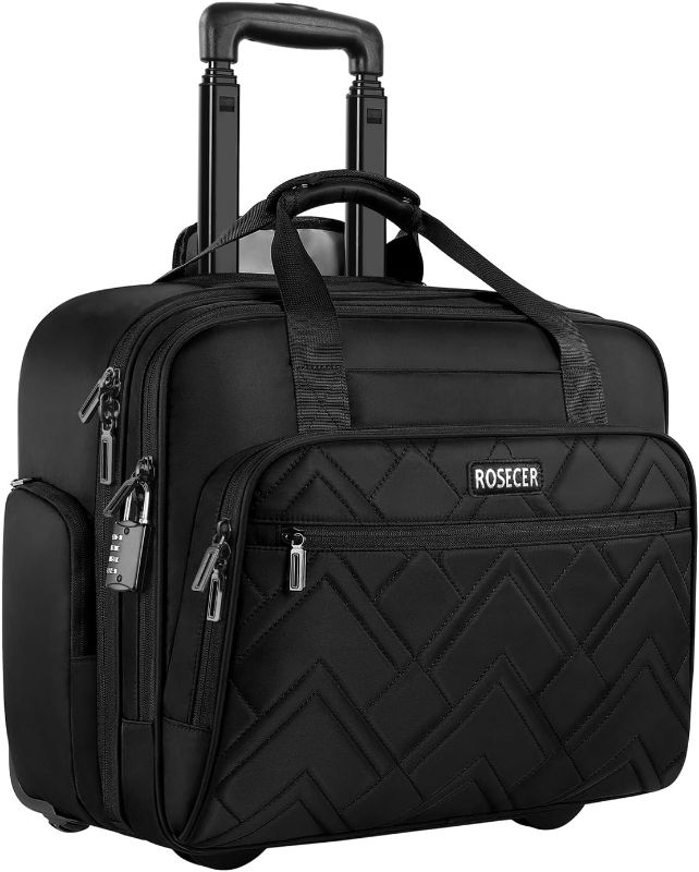 Photo 1 of Rolling Laptop Bag, 17.3 Inch Premium Laptop Briefcases with Wheels(black)