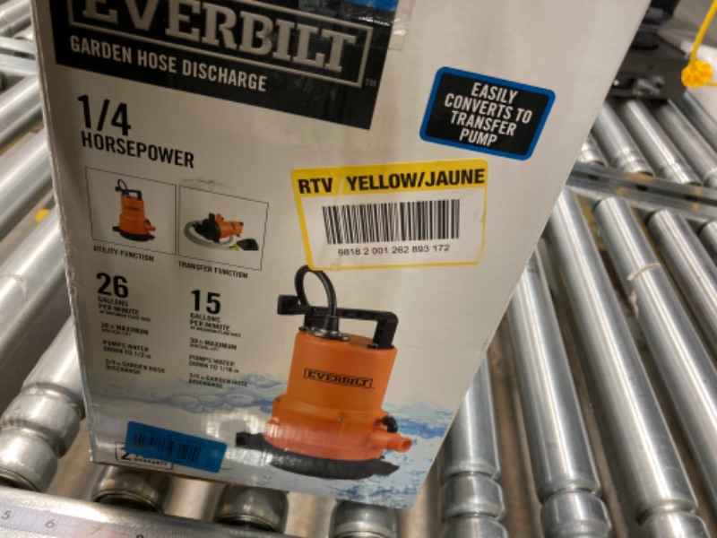 Photo 1 of 1/4 HP 2-in-1 Submersible Utility and Transfer Pump
