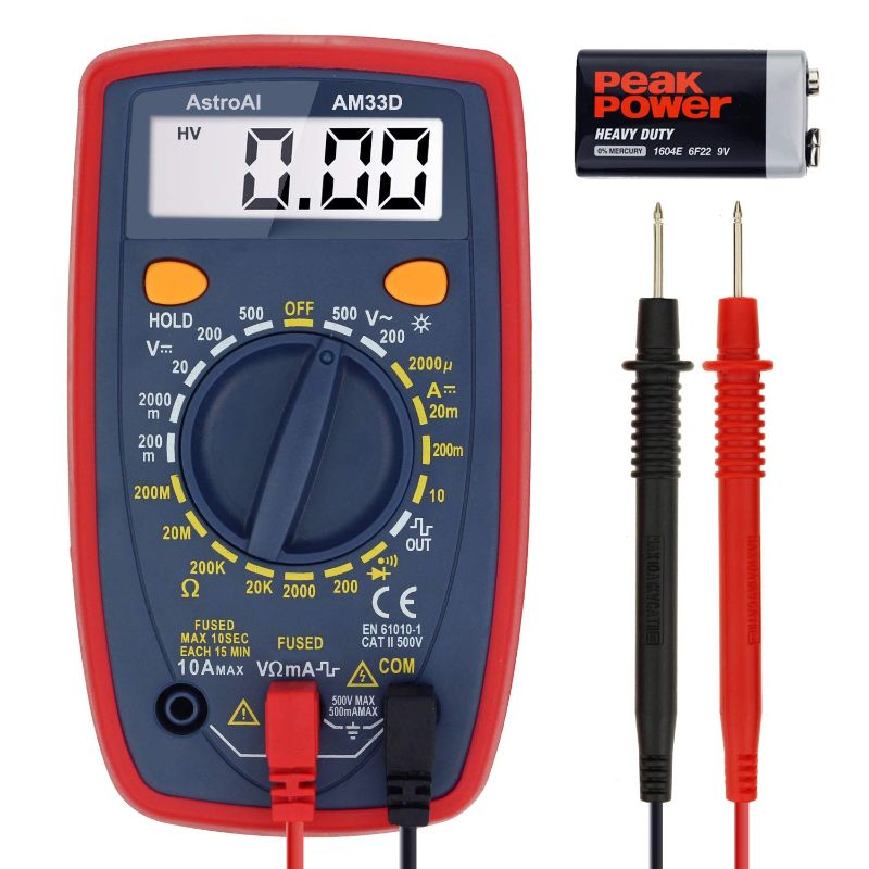 Photo 1 of AstroAI Multimeter Tester 2000 Counts Digital Multimeter with DC AC Voltmeter and Ohm Volt Amp Meter ; Measures Voltage, Current, Resistance; Tests Live Wire, Continuity
