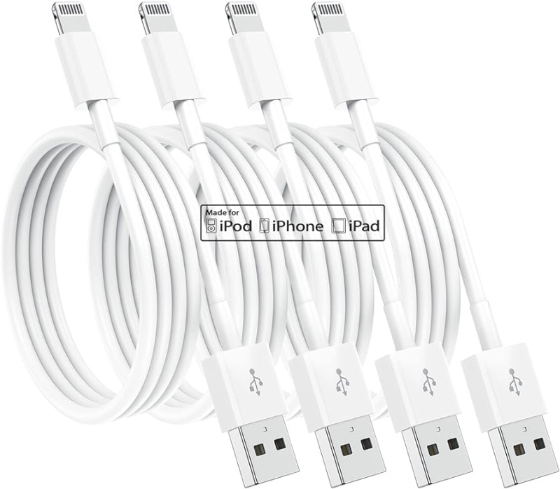 Photo 1 of 4 Pack [Apple MFi Certified] Apple Charging Cables 6ft, iPhone Chargers Lightning Cable 6 Foot, Fast iPhone Charging Cord for iPhone 12/11/11Pro/11Max/ X/XS/XR/XS Max/8/7, ipad(White) 4pack(6ft) white