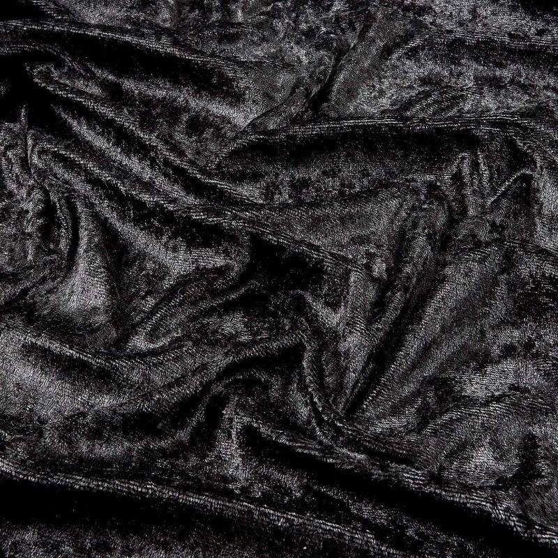 Photo 1 of | Panne Crushed Velvet Velour Fabric | 96% Polyester 4% Spandex | 60" Wide | Sewing, Apparel, Costume, Craft (Black, 2 Yards)