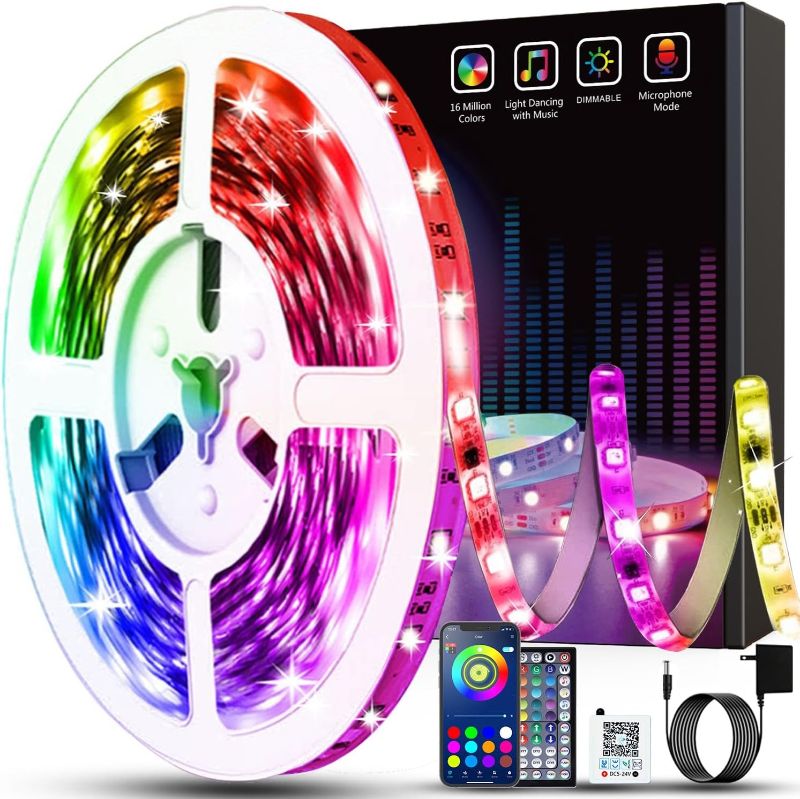 Photo 1 of Keepsmile 50ft Led Lights for Bedroom, Bluetooth Smart APP Control RGB Color Changing Led Strip Lights with Remote Control and Power Adapter Led Lights for...