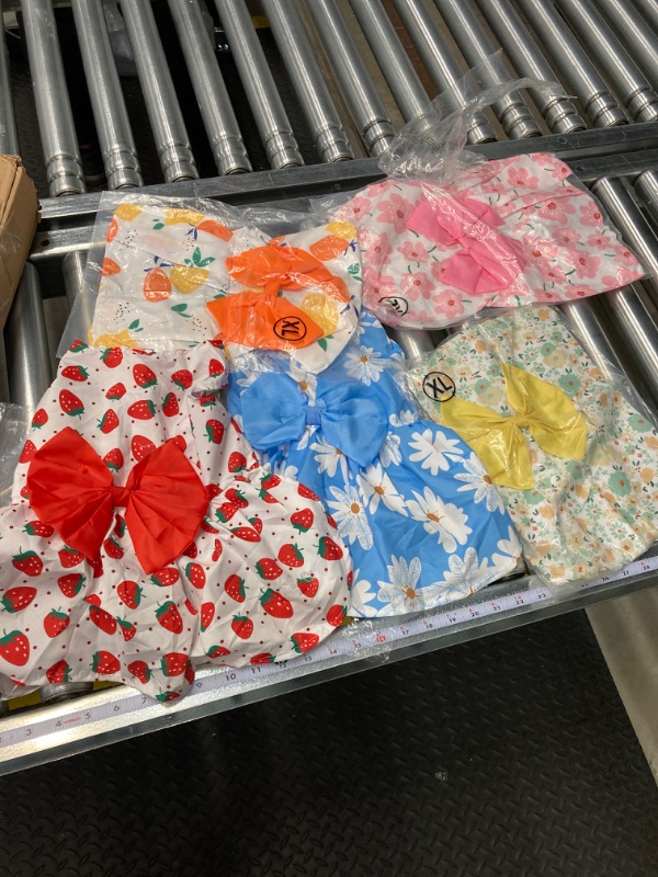 Photo 2 of 5 Pieces Dog Dresses for Small Dogs Girls Floral Puppy Dresses Pet Dog Princess Bowknot Dress Cute Doggie Summer Outfits Dog Clothes for Yorkie Female Cat Small Pets, 5 Styles (X Large)