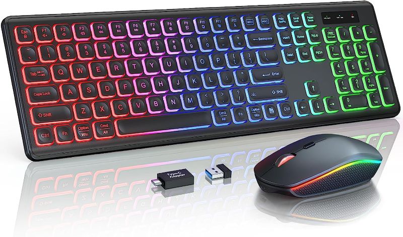 Photo 1 of Wireless Keyboard and Mouse Combo - RGB Backlit, Rechargeable & Light Up