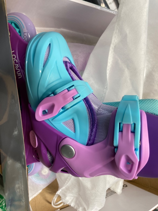 Photo 1 of Adjustable Light up Inline Skates for Kids, Better Protection Hard Shell Fitness Skates for Girls and Boys Medium - (US 13C-3Y) Orange&Blue
