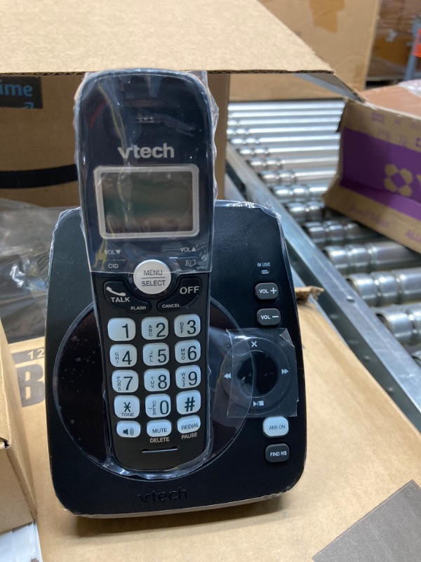 Photo 2 of VTech VG104-11 DECT 6.0 Cordless Phone for Home with Answering Machine, Blue-White Backlit Display, Backlit Buttons, Full Duplex Speakerphone, Caller ID/Call Waiting, Reliable 1000 ft Range (Black) Caller ID + Answering Machine Black