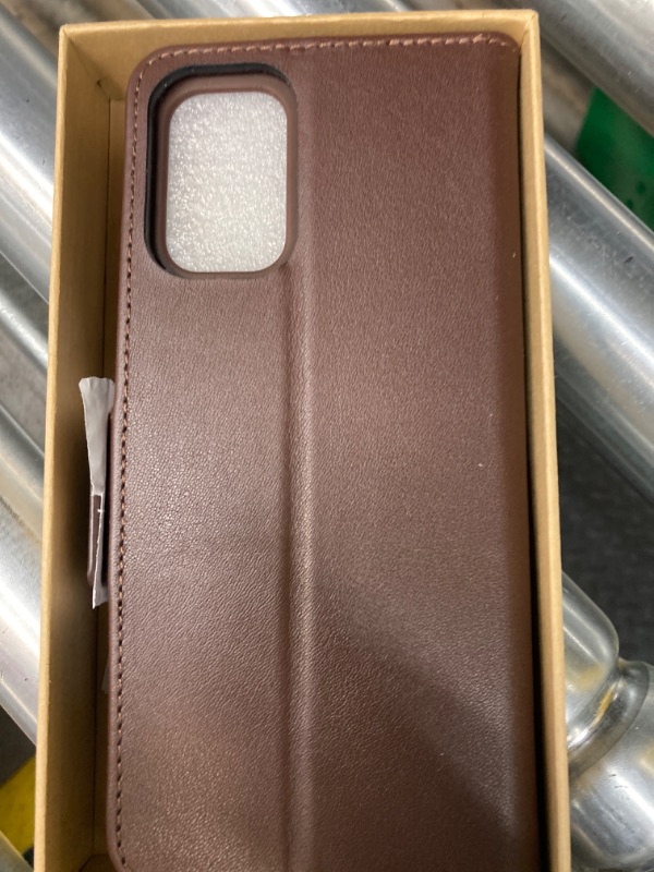 Photo 2 of FYY Case for Samsung Galaxy S20 Plus 5G 6.7” Luxury [Cowhide Genuine Leather][RFID Blocking] Wallet Case Handmade Flip Folio Case with [Kickstand Function]and[Card Slots] for Galaxy S20 Plus 5G Brown