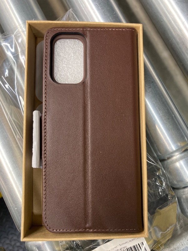 Photo 2 of FYY Case for Samsung Galaxy S20 Plus 5G 6.7” Luxury [Cowhide Genuine Leather][RFID Blocking] Wallet Case Handmade Flip Folio Case with [Kickstand Function]and[Card Slots] for Galaxy S20 Plus 5G Brown