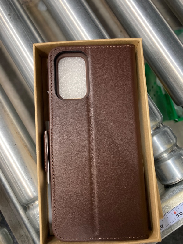 Photo 2 of FYY Case for Samsung Galaxy S20 Plus 5G 6.7” Luxury [Cowhide Genuine Leather][RFID Blocking] Wallet Case Handmade Flip Folio Case with [Kickstand Function]and[Card Slots] for Galaxy S20 Plus 5G Brown