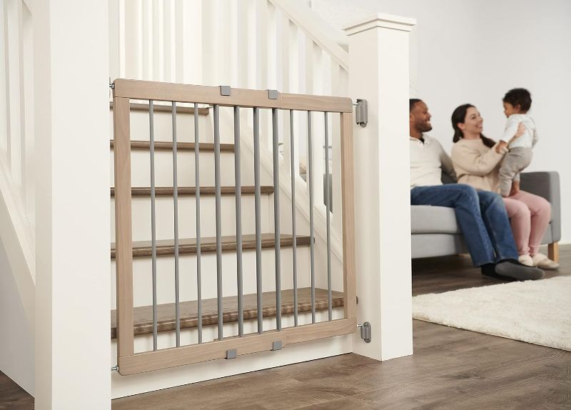 Photo 1 of Regalo Heritage and Home Wooden Extra Wide Stairway and Hallway Walk Through Baby Safety Gate with Mounting Kit