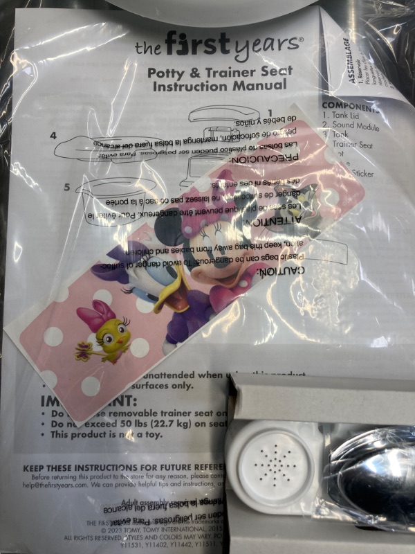Photo 5 of The First Years Disney Minnie Mouse Potty Training Toilet and Toddler Toilet Seat - Toilet Training Potty with Fun Flushing and Cheering Sounds