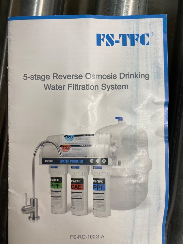 Photo 8 of FS-TFC 5-Stage Reverse Osmosis Water Filtration System 100GPD Fast Flow Plus Extra 4 Filter for Free (FS-RO-100G-A)