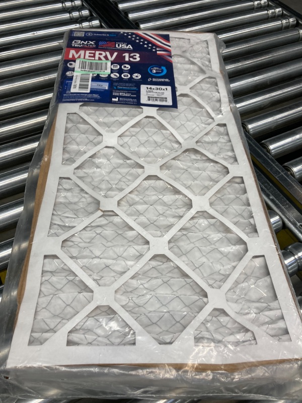 Photo 6 of BNX TruFilter 14x30x1 MERV 13 (4-Pack) AC Furnace Air Filter - MADE IN USA - Electrostatic Pleated Air Conditioner HVAC AC Furnace Filters - Removes Pollen, Mold, Bacteria, Smoke (Actual Size: 13 3/4’’ x 29 3/4’’ x 3/4‘’) 14x30x1 4-pack