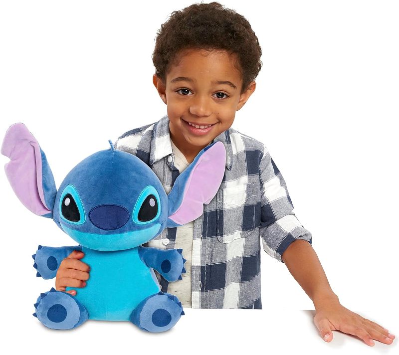 Photo 2 of Disney Classics 14-inch Large Stitch Comfort Weighted Plush Stuffed Animal, Blue, Alien, Kids Toys for Ages 3 Up by Just Play
