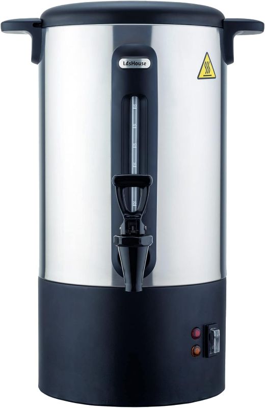 Photo 1 of 50 Cup Professional Brew Coffee Urn, Commercial Grade Stainless Steel Hot Beverage Dispenser, Coffee Maker Hot Water Urn for Home, Party, Office, Wedding, 950W 120V Fast Brew, Silver