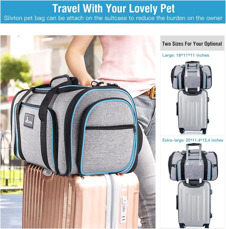 Photo 1 of Siivton 4 Way Expandable Pet Carrier, Airline Approved Collapsible Cat Soft-Sided Carriers W/Removable Fleece Pad for Cats, Puppy, Small Dogs (18"x 11"x 11")