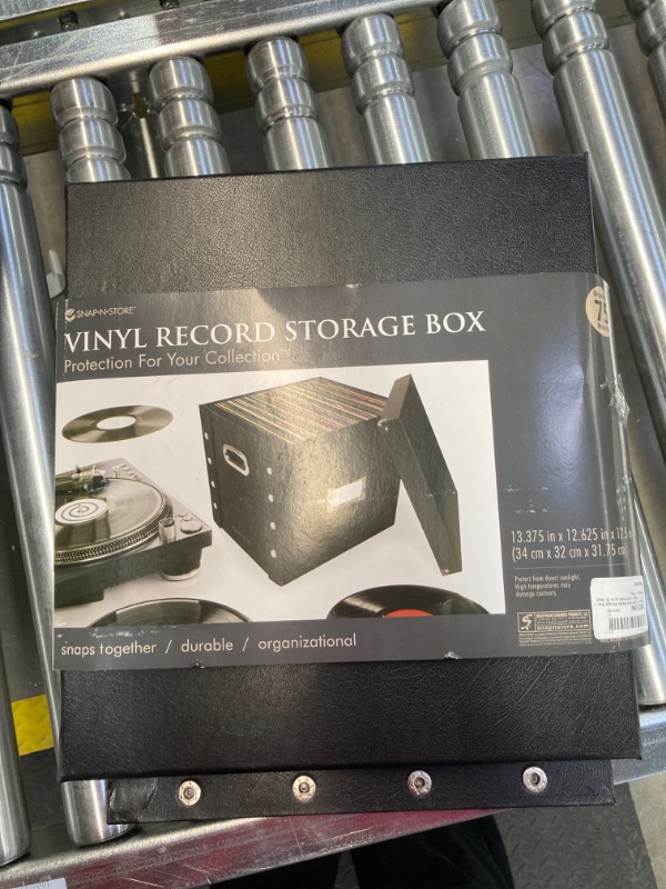 Photo 2 of Snap-N-Store Vinyl Record Storage Box - Pack of 1-13.2 x 12.625 x 12.5 Inch LP Holder with Lid for 12-inch Records - Crate Holds up to 75 Vinyl Albums - Black Black 12" - 1 Pack