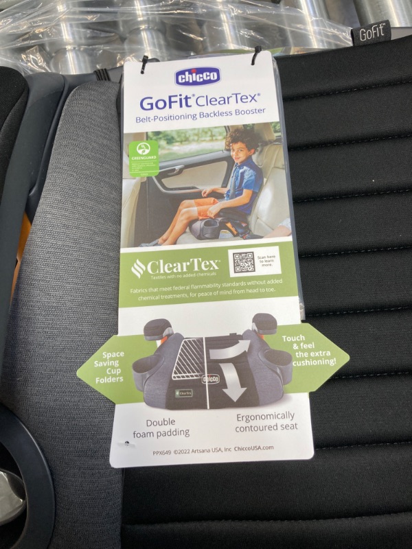 Photo 5 of Chicco GoFit ClearTex Backless Booster Car Seat - Shadow | Black Shadow GoFit with ClearTex No Chemicals