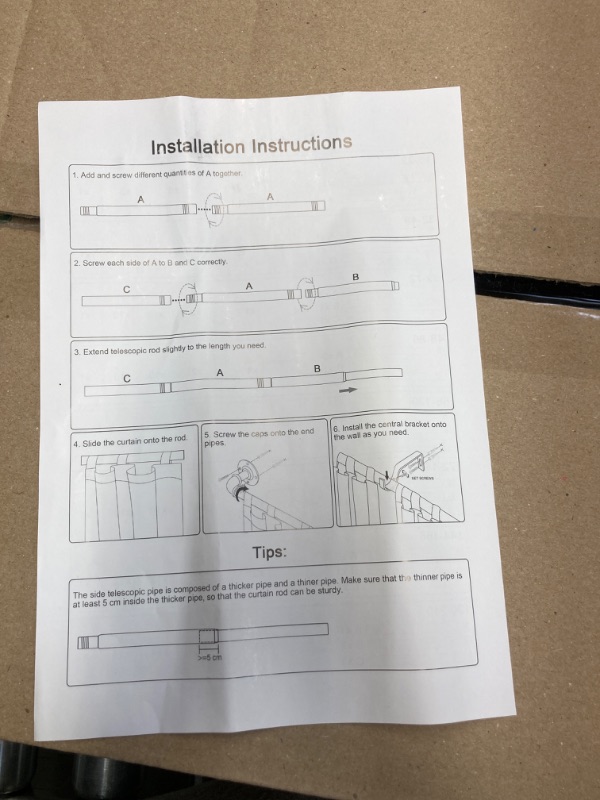 Photo 10 of Curtain Rods for Windows 66 to 120, 1 Inch Industrial Curtain Rod, Wrap Around Black Curtain Rods, Indoor/Outdoor Curtain Rod, Room Divider Curtain Rod, Adjustable Telescope Curtain Rod, 66-120" 66" to 120 "