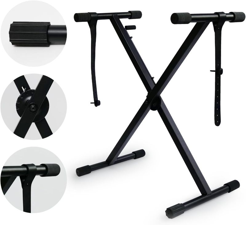 Photo 1 of The ONE Single-X Keyboard Stand, Pre-Assembled X-Style Keyboard Stand with Locking Straps & Quick Release Mechanism, Adjustable Piano Stand